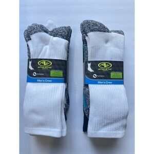 Athletic Works Men's Crew Socks Shoe Size 6-12 6 Pair 2 Pack NEW